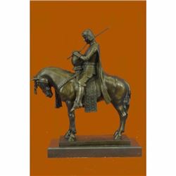 King Arthur on Horse with His Sword Bronze Sculpture Marble Base Figurine Sale