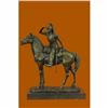 Image 1 : Impressive Mid Century French Cavalryman Bronze Sculpture Marble Base Figurine