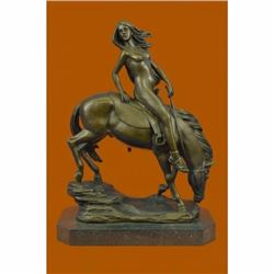 Signed Richter Wolf Lady Godiva also Know as Godgifue Bronze Sculpture Statue