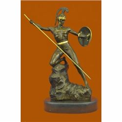 Signed Original Jensen Handsome Nude Roman Warrior Bronze Sculpture Figurine Art