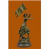 Image 2 : ROMAN CATHOLIC SAINT JOAN OF ARC Standing W/ Flag Sculpture Statue Bronze Figure