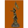 Image 4 : ROMAN CATHOLIC SAINT JOAN OF ARC Standing W/ Flag Sculpture Statue Bronze Figure