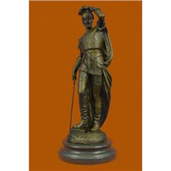 Signed Pizarro Roman Legion Soldier Bronze Sculpture Marble Base Figurine Figure