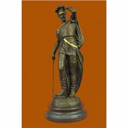 Signed Pizarro Roman Legion Soldier Bronze Sculpture Marble Base Figurine Figure