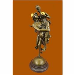 Large Pandora Box with Flying Mercury Bronze Sculpture Marble Statue Figurine