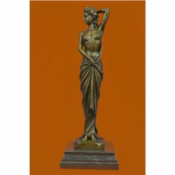 Art Deco Nude Female Signed Long Bronze Sculpture Figurine Figure Home Decor