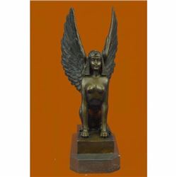 Signed Original Aldo Vitaleh Nude Sphinx Bronze Sculpture Marble Base Figurine