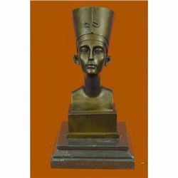 Miniature Signed Original Vitaleh Nefertiti Bust Egyptian Queen Bronze Classic