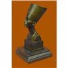 Image 2 : Miniature Signed Original Vitaleh Nefertiti Bust Egyptian Queen Bronze Classic