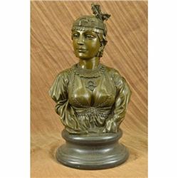 Egyptian Lady Le Caire by Cordier Bronze Female Bust Sculpture Statue Figurine