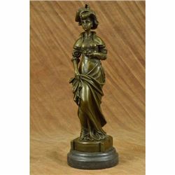 Signed Cesar Ceribelli Les Roses Classy Society Lady with Rose Bronze Sculpture