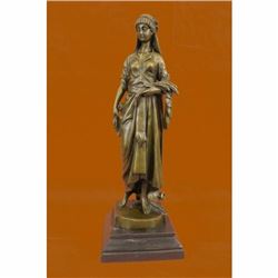 Young Woman with a bundle of Wheat,bronze W brown patina signed Eutrope Bouvet