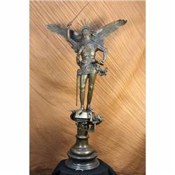Large 53 Tall Archangel with Sword Bronze Marble Sculpture Statue Figurine Deco
