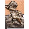 Image 1 : An Innocent Nude Toddler With Her Blanket  Duck Bronze Sculpture Statue Figure