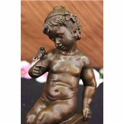 Original American Artist ~Art Taylor~ Sweet Nude Baby Girl Bronze Sculpture Deco