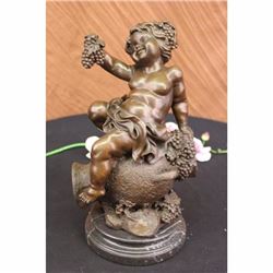 Signed Taylor Giggling Nude Girl with Grapes and Jug of Wine Bronze Sculpture NR