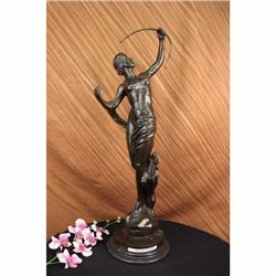BRONZE DECO NUDE DIANA HUNTRESS FIGURE
