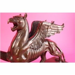 Griffin Bronze Statue with Marble Base