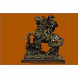 Art Deco Massive 62 LBS Napoleon Riding Horse Bronze Sculpture Artwork Figurine