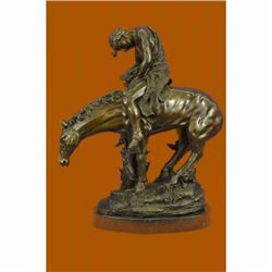 Original Aldo Vitaleh Indian on Horse a Tribute to Remington Bronze Sculpture NR