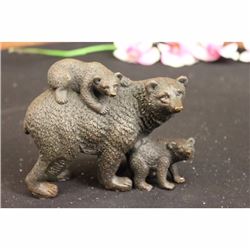 Mama Bear with Cubs Bronze Figurine