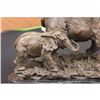 Image 2 : Signed Bugatti Animal Kingdom Mother Elephant with Family Bronze Sculpture Decor