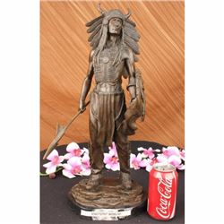 APACHE NATIVE AMERICAN WARRIOR LARGE PURE BRONZE STATUE