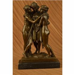 Signed Antonia Canova 3 Graces Bronze Sculpture Statue Figure Free Shipping Art