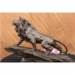 Lion Bronze Statue Signed by Barye