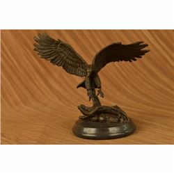 Signed Barye Flying American Eagle Art Deco Bronze Sculpture Statue Figurine