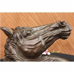 Bronze Sculpture Detailed Horse Bust Wall Mount Cabin Decor Figurine Figure SALE