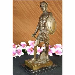 Viking Warrior With Sword Bronze Marble Sculpture Statue Figurine Art