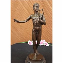 Signed Original Italian Aldo Vitalh Robust Nude Male Bronze Sculpture Figurine