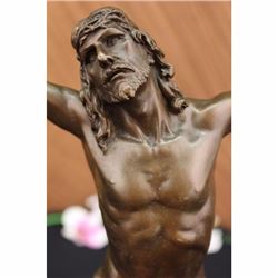 Vintage Real Bronze ArtsCrafts CRUCIFIX gilded corpus JESUS Sculpture Figurine