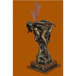 Large Aldo Vitaleh Forest Fairy Bronze Sculpture Mythical Marble Base Figurine