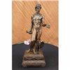 Image 1 : Bronze Sculpture Nude Roman Man Standing with Bird Eagle Falcon Bronze Statue