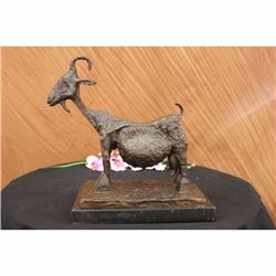 Stunning Picaso Dali Gia Abstract Farm Animal Goat Bronze Sculpture Marble Base