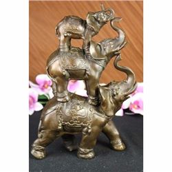 Sign Bologna Abstract 3 Elephants Family Bronze Statue Sculpture Wild Animal