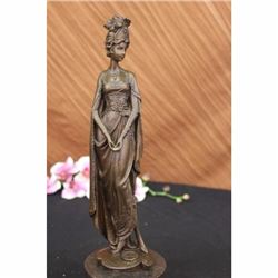 Original Signed Royal Princess in Garden Bronze Statue Sculpture Figurine Decor