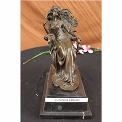 Signed Original Milo Victorian Beauty Sitting Bronze Sculpture Marble Figurine