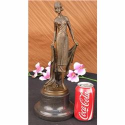 Young Flapper Art Deco Bronze Marble Statue by Milo Figurine Sculpture