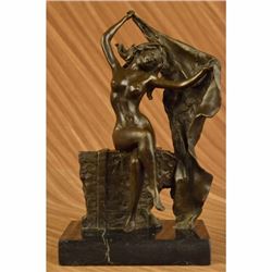 Bronze Sculpture Statue Sexy Lady Art Nouveau Deco Lost Wax Home Decor Figurine