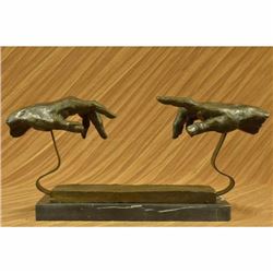 Signed Dali Touching Hand Bronze Sculpture Marble Base Statue Figurine Figure NR