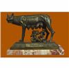 Image 1 : Handcrafted 30 LBS Romulus Bronze Sculpture With Rose Marble Base Figurine Decor