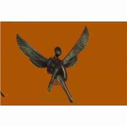 Hot Cast Sitting Angel Signed Numbered Bronze Sculpture Wall Mount Figurine Sale