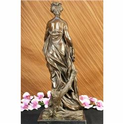 Art Nouveau Elegant Bronze Marble Statue Nude Woman Classical Narcissism Mirror