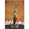 Image 3 : BRONZE ART DECO ART NOUVEAU SIGNED ROMAN GIRL STATUE MARBLE SEMI NUDE VINTAGE