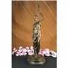 Image 1 : Elegant Bronze Marble Statue Victorian Lady Holding Torche Marble Sculpture