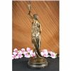 Image 3 : Elegant Bronze Marble Statue Victorian Lady Holding Torche Marble Sculpture