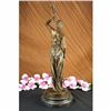Image 4 : Elegant Bronze Marble Statue Victorian Lady Holding Torche Marble Sculpture